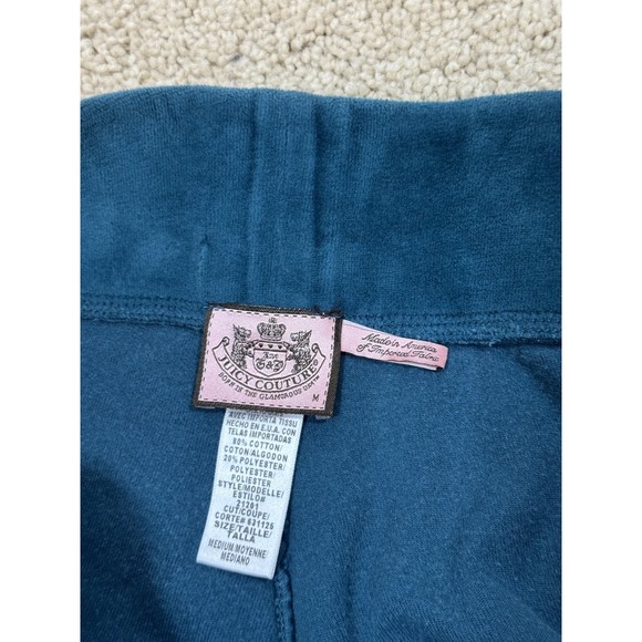 Juicy Couture Vintage Tracksuit Set Women Medium Blue Velour Hoodie Made USA Y2K - Picture 11 of 16